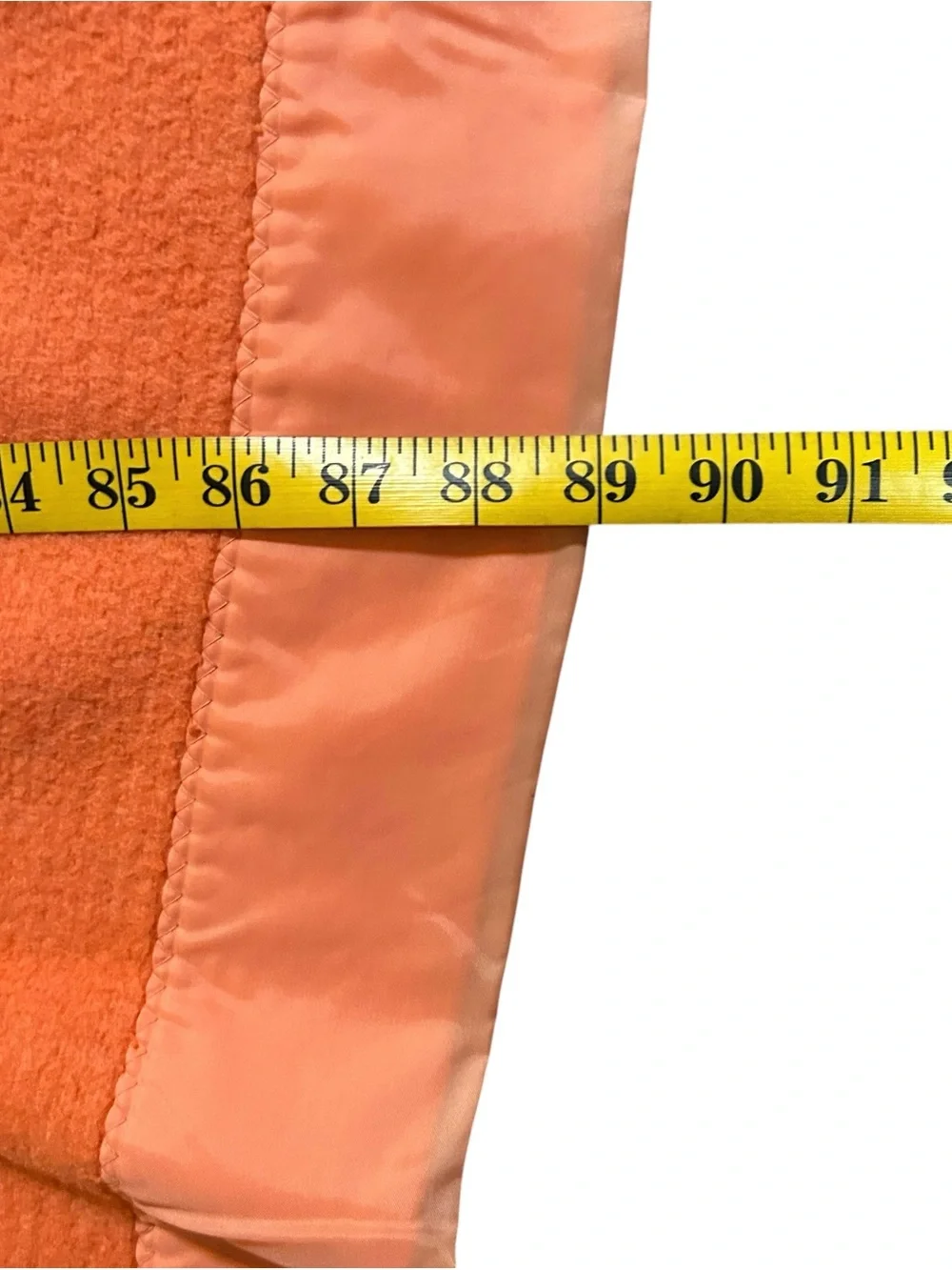 Satin Trim Acrylic Soft Orange Blanket 89X74 Vintage
